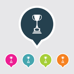 Very Useful Editable Winning Trophy Icon on Different Colored Pointer Shape. Eps-10.