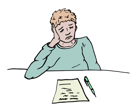 Jongen verdrietig om uitslag test of brief