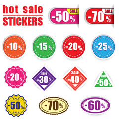 Colorful sale stickers and labels. Vector set