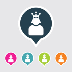 Very Useful Editable Queen Icon on Different Colored Pointer Shape. Eps-10.