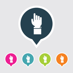 Very Useful Editable Hand Icon on Different Colored Pointer Shape. Eps-10.