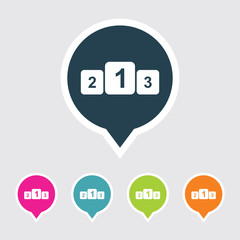 Very Useful Editable Winners Podium Icon on Different Colored Pointer Shape. Eps-10.