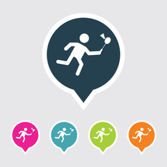 Very Useful Editable Badminton Player Icon on Different Colored Pointer Shape. Eps-10.