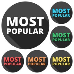 Most Popular icons set with long shadow