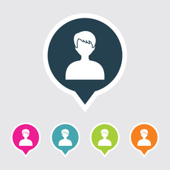 Very Useful Editable User Icon on Different Colored Pointer Shape. Eps-10.