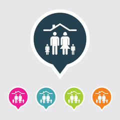 Very Useful Editable Family Icon on Different Colored Pointer Shape. Eps-10.