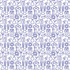 Fototapeta na wymiar Science Icons Pattern Blue White