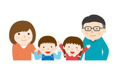 笑顔の家族　上半身　4人
