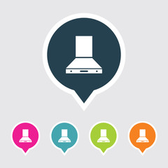 Very Useful Editable Kitchen Chimney Icon on Different Colored Pointer Shape. Eps-10.