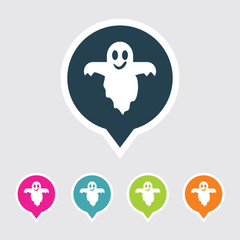 Very Useful Editable Ghost Icon on Different Colored Pointer Shape. Eps-10.