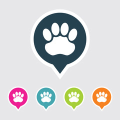 Very Useful Editable Jaguar Footprint Icon on Different Colored Pointer Shape. Eps-10.