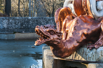 Fountain of the Dragons, in the gardens of the Royal Palace of La Granja de San Ildefonso, Segovia, Spain