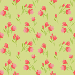 Seamless pattern with tulips