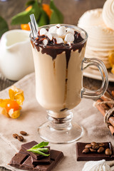 Hot latte with marshmallows