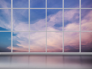 glasses window with twilight sky background
