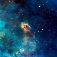 Obraz premium Universe filled with stellar jet, stars, nebula and galaxy.