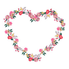 Floral heartshaped wreath made of wildflowers