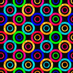Fototapeta premium colored abstract psychedelic geometric circles seamless pattern vector illustration
