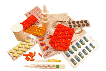 Medicines on a white background