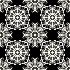 monochrome beautiful seamless pattern. Vintage elements. Vector illustration