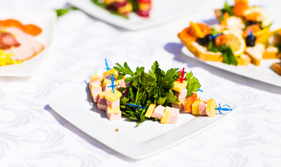 Fingerfood on appetizer table