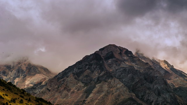 4K Timelapse. Сoud at a height of peak Sairam-Su, Tian-Shan, Kazahkstan
