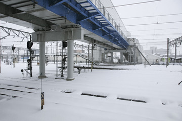The station on a snowy day