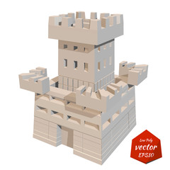 Fortress tower. Vector illustration. Low poly style.