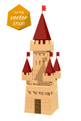 Fortress tower. Lowpoly style. Vector illustration.