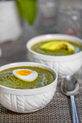 Spinach soup with egg