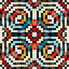 Fototapeta premium pixels colored geometric seamless pattern vector illustration