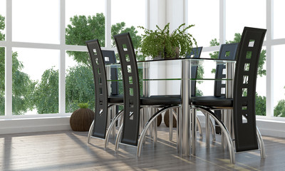 Modern bright interior. 3D render