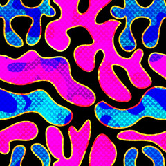 Fototapeta na wymiar Graffiti bright psychedelic seamless pattern on a black background vector illustration
