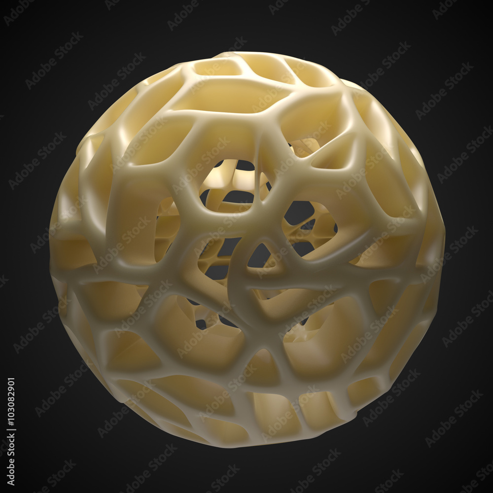 Poster abstract background with 3d geometry form with voronoi like patterns.