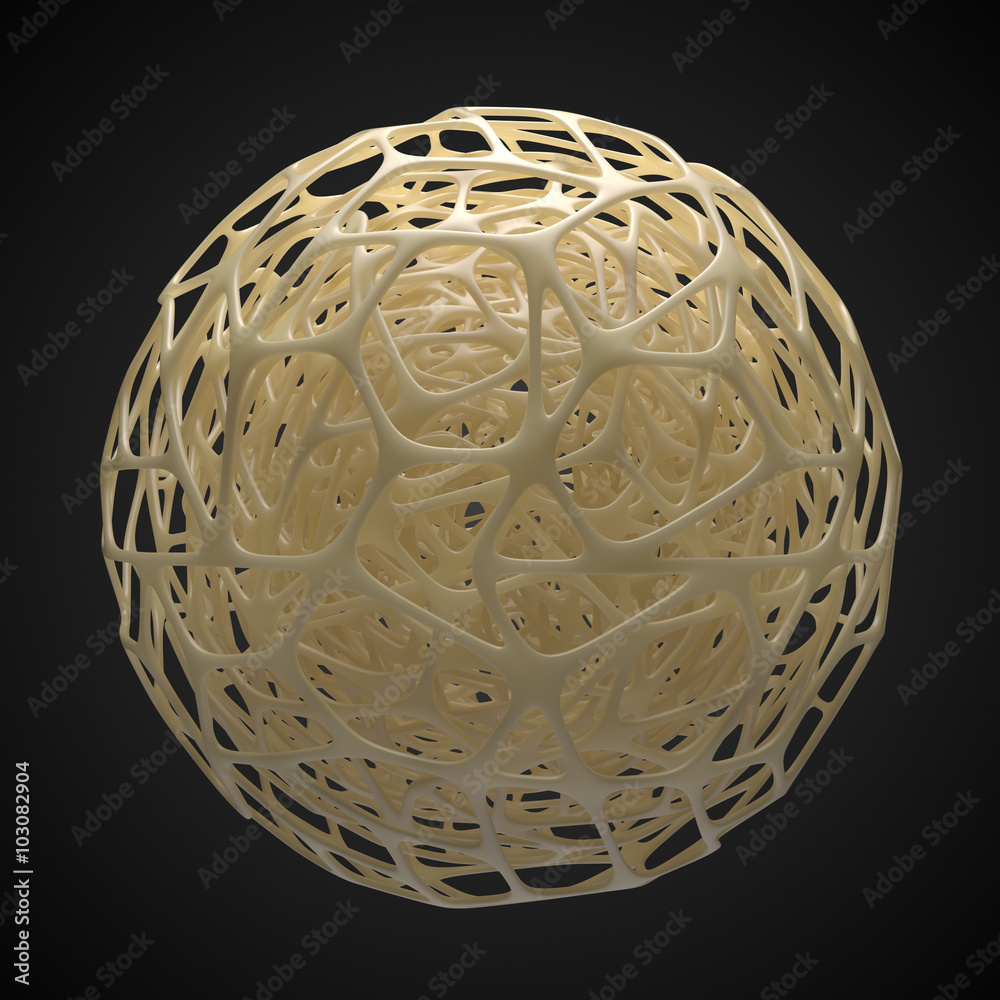 Poster abstract background with 3d geometry form with voronoi like patterns.
