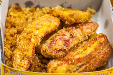 Fried Bananas in white box - Thai Snack