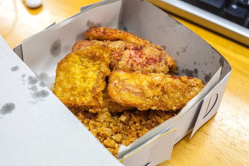 Fried Bananas in white box - Thai Snack