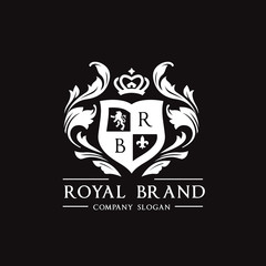 Luxury royal crest logo template design for hotel and fashion brand identity.
