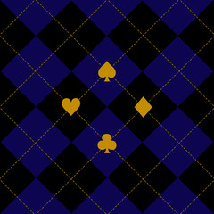 Card Suits Black Royal Blue Diamond Background Vector Illustration