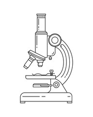 Line style vector illustration of microscope. Detailed vector logo of microscope.