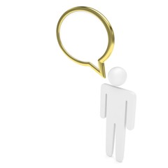 3d man with talk bubbles isolated over a white background