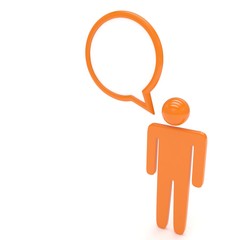 3d man with talk bubbles isolated over a white background