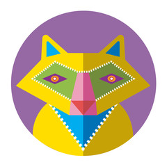 Сolorful animal yellow fox flat icon vector