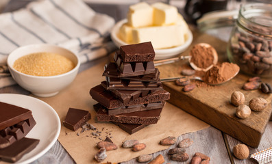 ingredients for the cake of cocoa