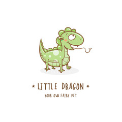 Fototapeta premium Cartoon cute dragon logo. Vector image.