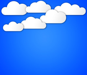 Illustration of blue sky with clouds. Light background.
