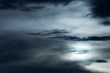 Fototapeta na wymiar black cloud in darkness sky, night sky of halloween background