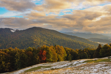 .The slopes of the Carpathians in the light of the setting sun