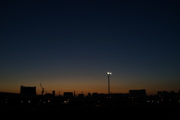 夜の公園　夕暮れ　夕陽