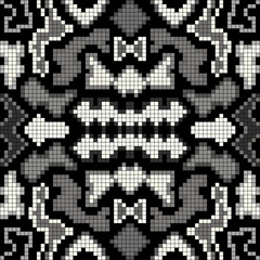 pixel monochrome seamless geometric pattern